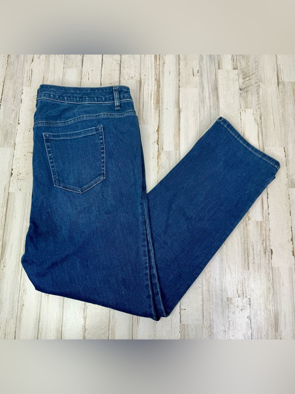 Lane Bryant Womens 22 Straight Leg Jeans Blue Stretch Medium Wash High Rise